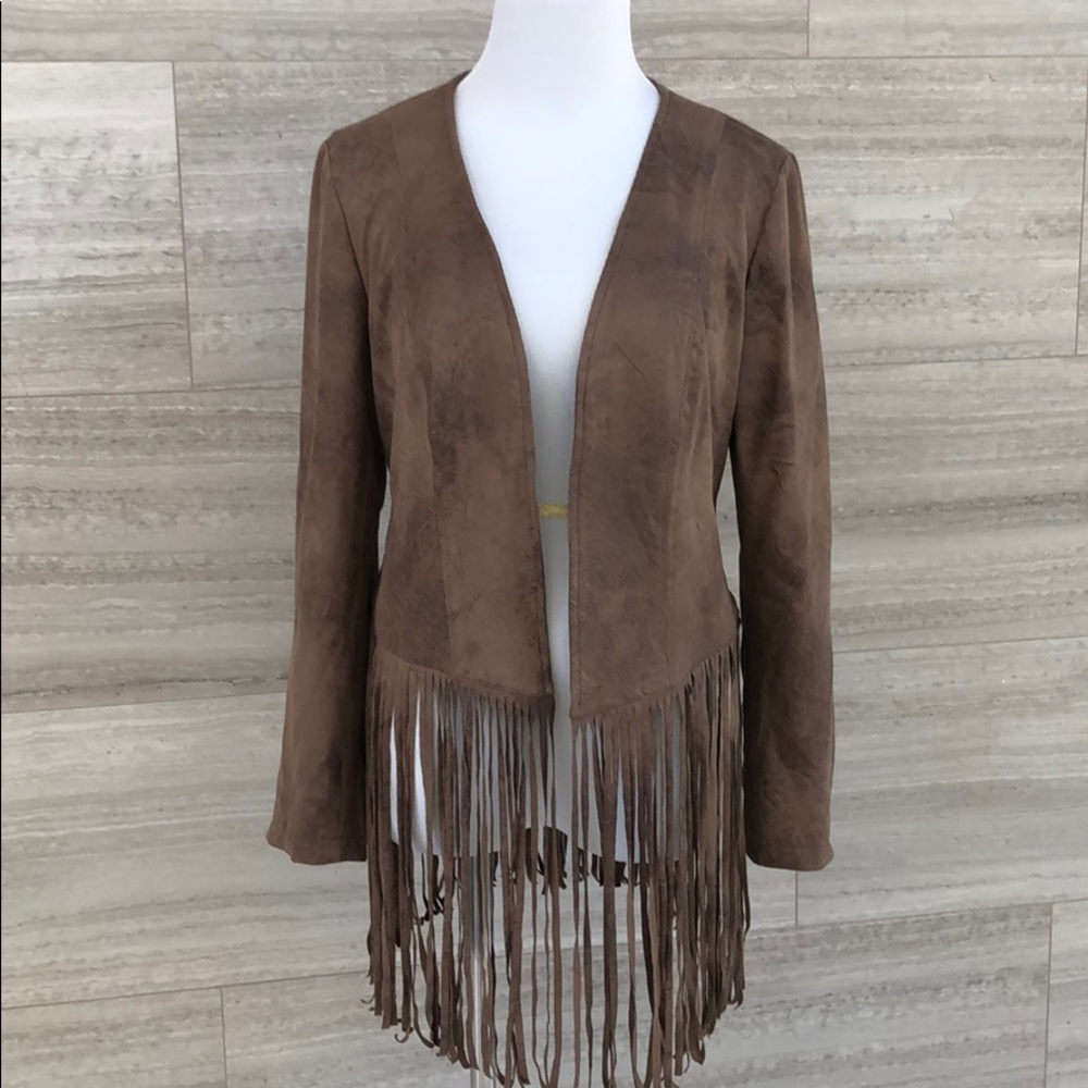 BNWT Chico’s Faux Suede Fringe Jacket 0